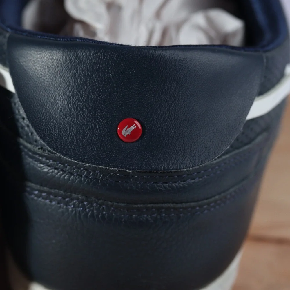 Lacoste Keellson Navy Blue Leather Boat Shoes Mens Nautical Sneakers